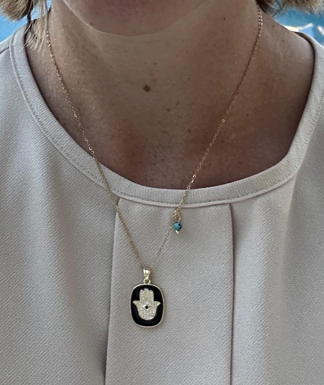 Hamsa Pendant Necklace Valentines Day Gift for Girlfriend Hamsa Jewish Necklace Hebrew Israel Necklace Jewish Jewelry Bat Mitzvah Gift