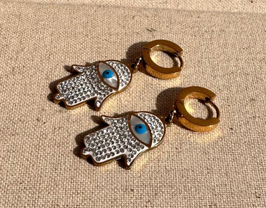 Hamsa Earrings Evil Eye