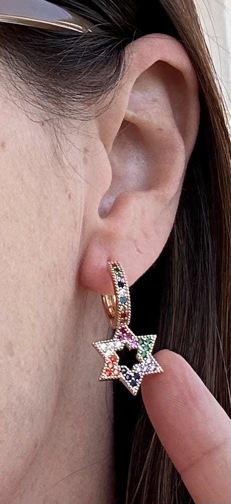 Star of David Earrings Jewish Earring Jewish Jewelry Bat Mitzvah Gift for Jewish Girl Israel Jewelry Israel Earring Zirconia Jewish Star Ear