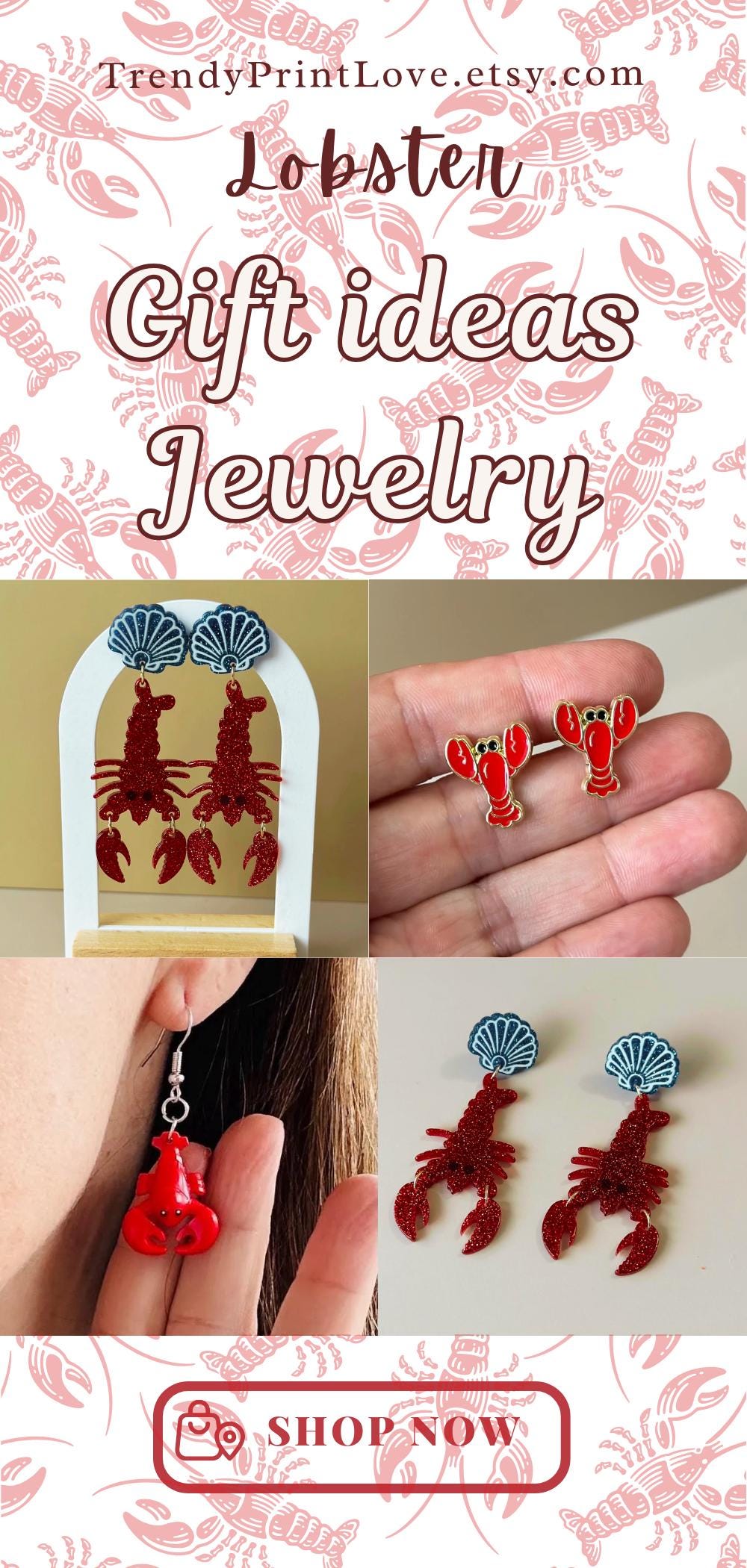 Shrimp Earrings Lobster Boho Chic Earring Seaside Jewelry Fish Earring Crustacean Shellfish Crawfish Prawn Handcrafted Seafood Lover Earring