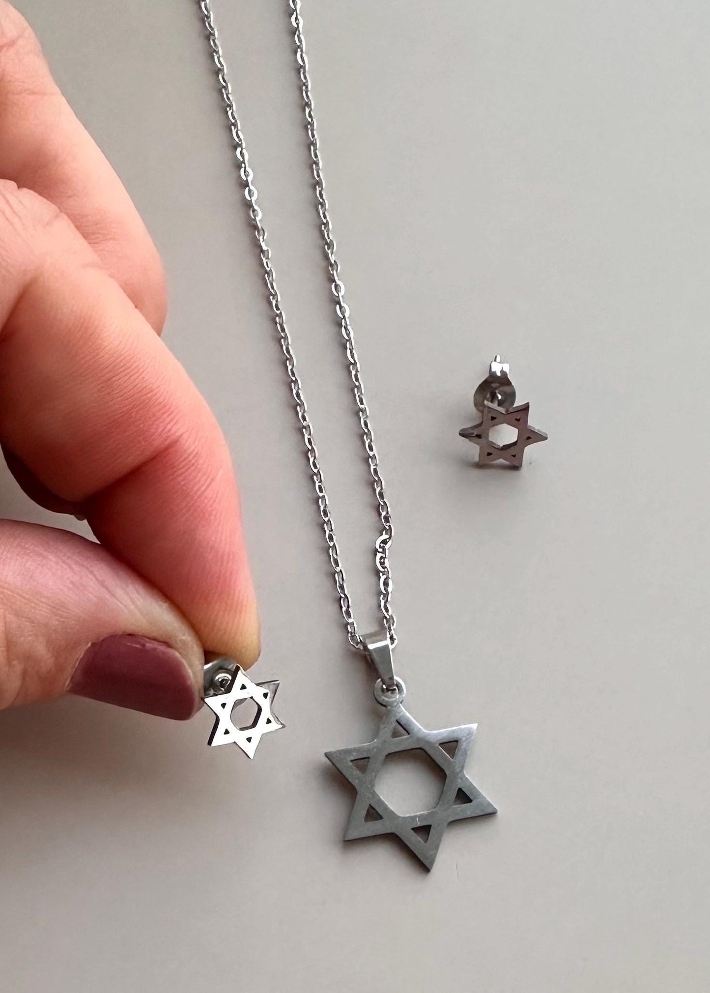 Star of David Set Star of David Pendant Star of David Earring Gift for Girlfriend Jewish Jewelry  Charm Religious Jewelry Star Necklace Gift