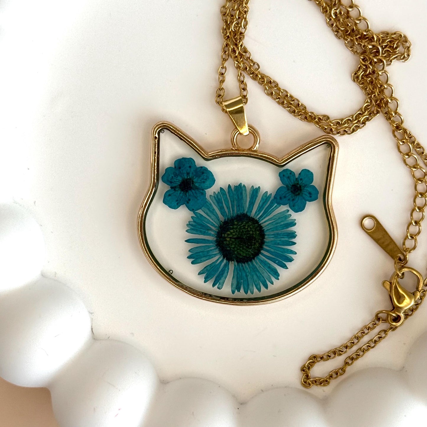 Cat Necklace for Mother's Day Gift Crazy Cat Lady Glass Flower Cat Gift Cat Lover Jewelry Cat Mom Necklace Cat Jewelry Cat Mom Gift for Cat
