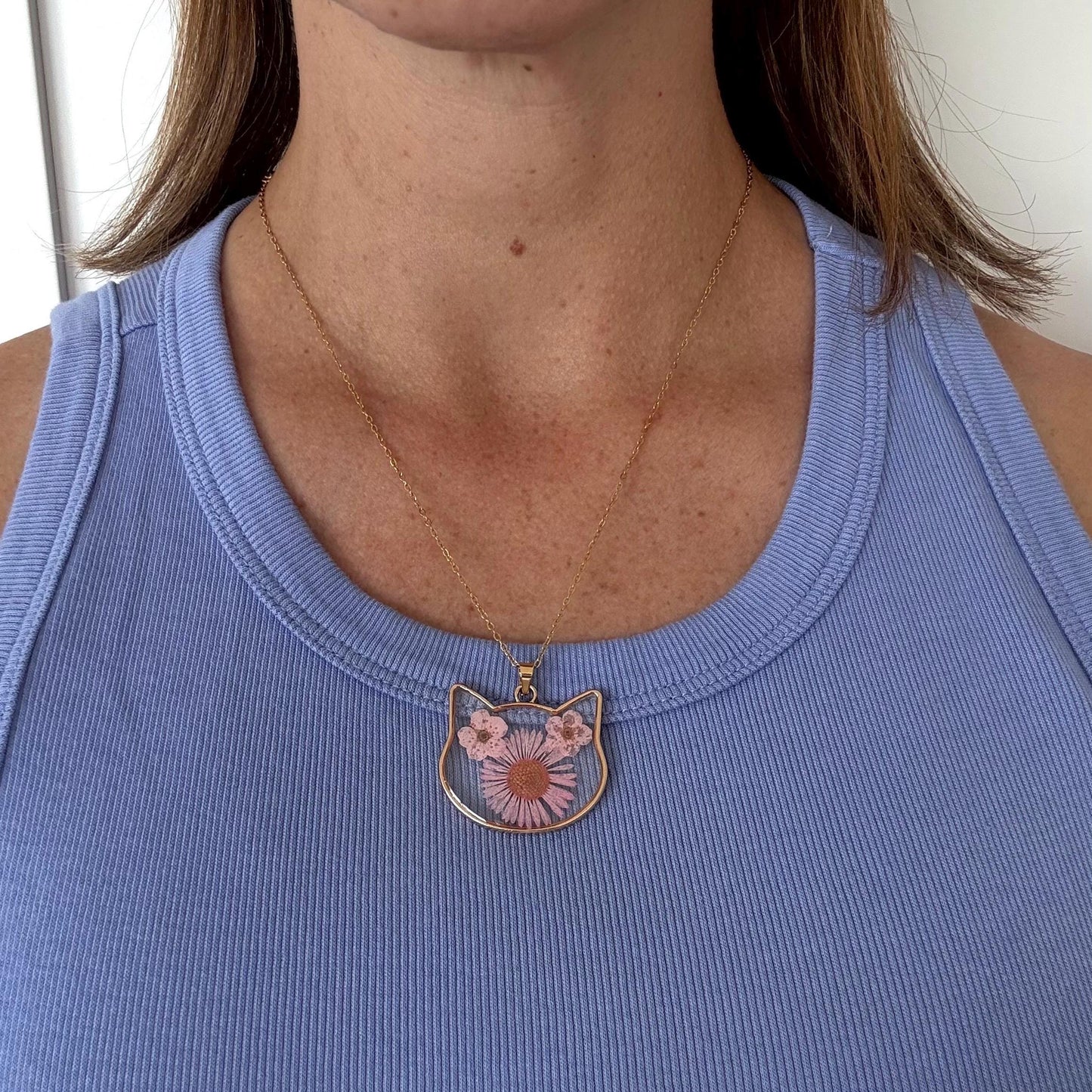 Cat Necklace for Mother's Day Gift Crazy Cat Lady Glass Flower Cat Gift Cat Lover Jewelry Cat Mom Necklace Cat Jewelry Cat Mom Gift for Cat