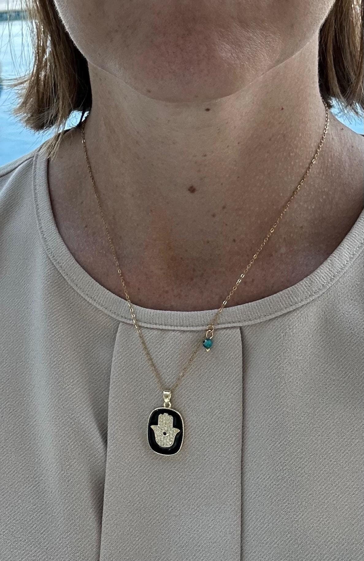 Hamsa Pendant Necklace Valentines Day Gift for Girlfriend Hamsa Jewish Necklace Hebrew Israel Necklace Jewish Jewelry Bat Mitzvah Gift