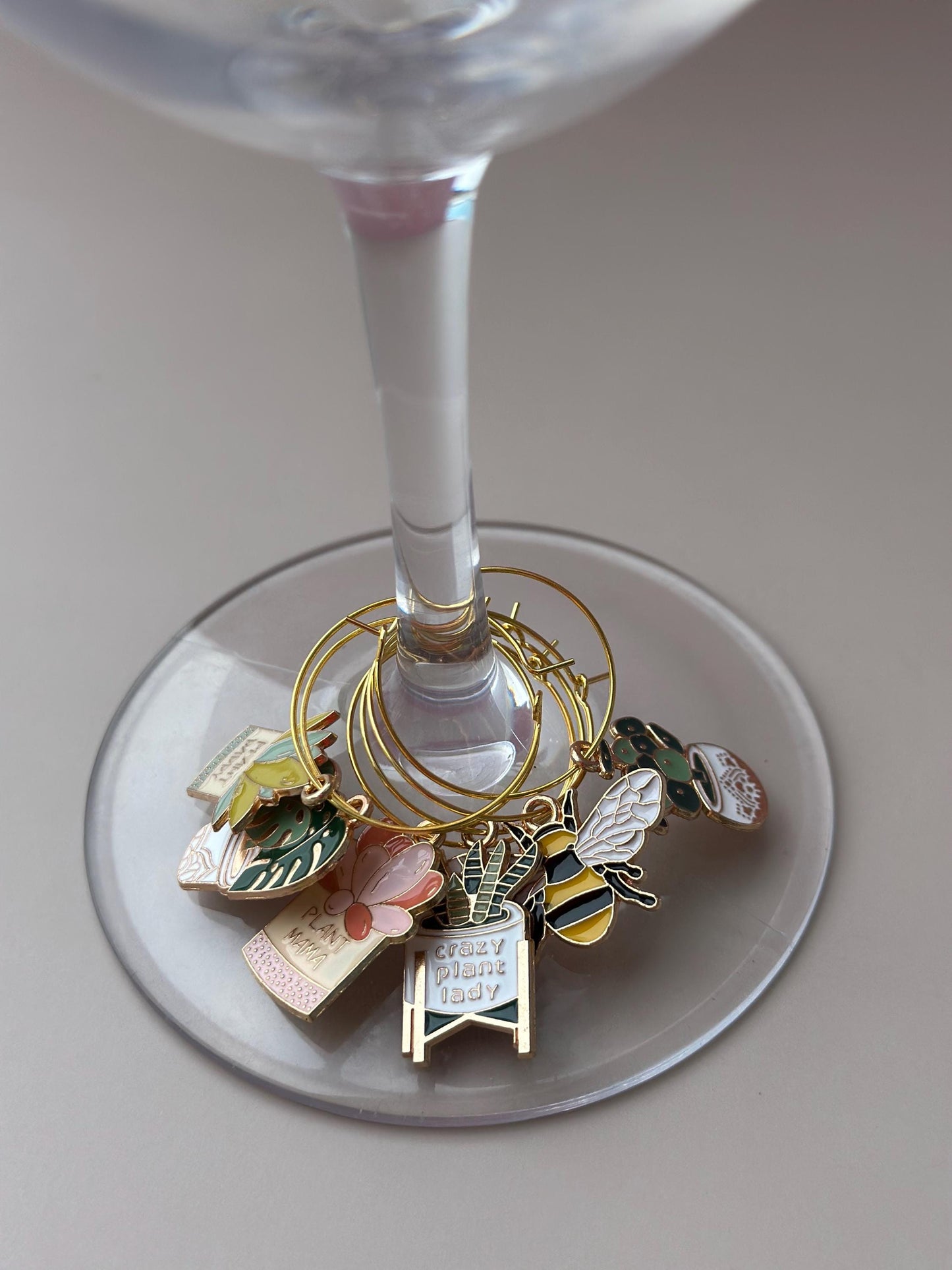 Plant Mom Wine Charms