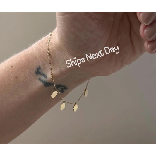 Jewish Bracelet Dainty Hamsa Charms