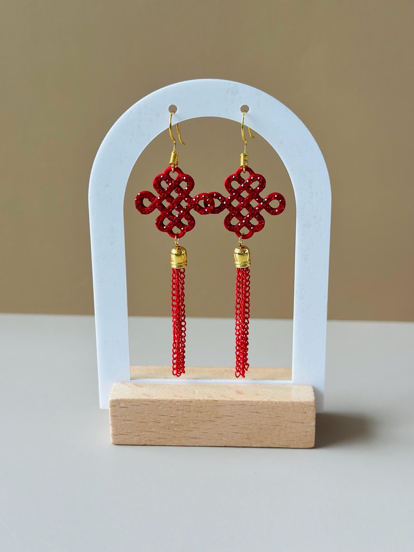 Chinese Earrings Red knot With Tassel