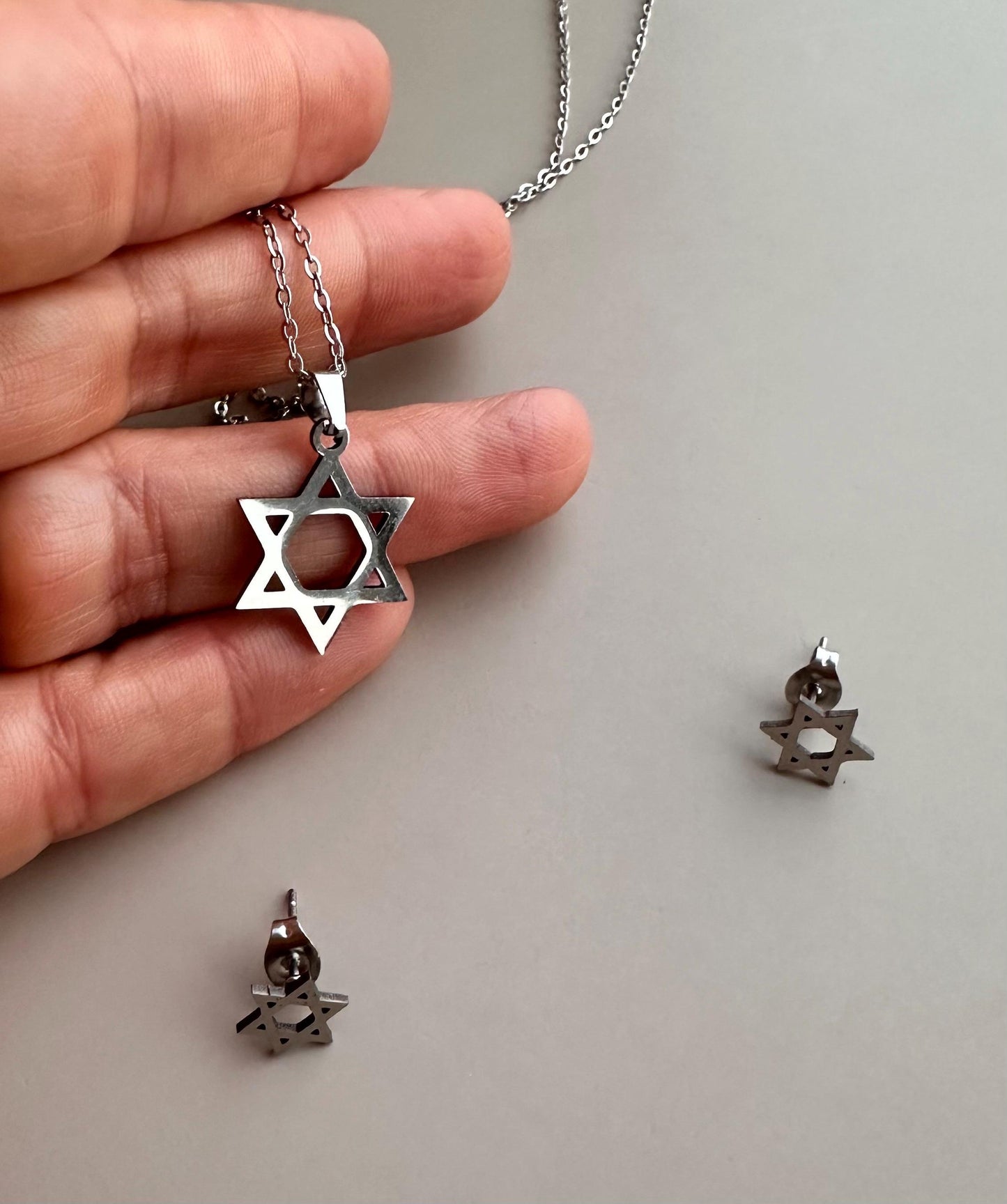 Star of David Set Star of David Pendant Star of David Earring Gift for Girlfriend Jewish Jewelry  Charm Religious Jewelry Star Necklace Gift