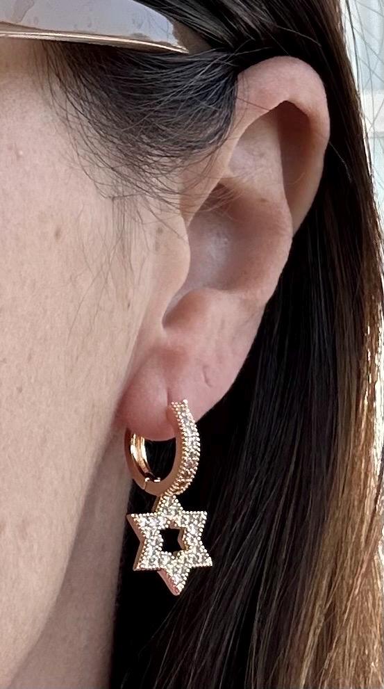 Star of David Earrings Jewish Earring Jewish Jewelry Bat Mitzvah Gift for Jewish Girl Israel Jewelry Israel Earring Zirconia Jewish Star Ear