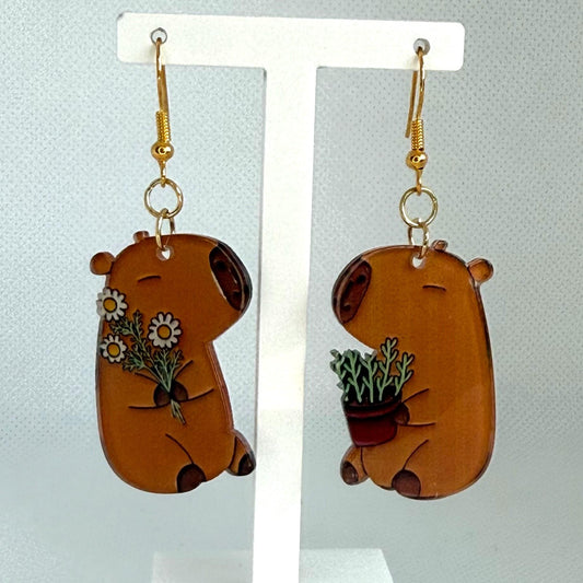 Capybara Earrings Fun Earrings Funny Office Earrings Fun Jewelry Capybara Lover Gift Novelty Earrings Cute Capybara Jewelry Crazy Earrings