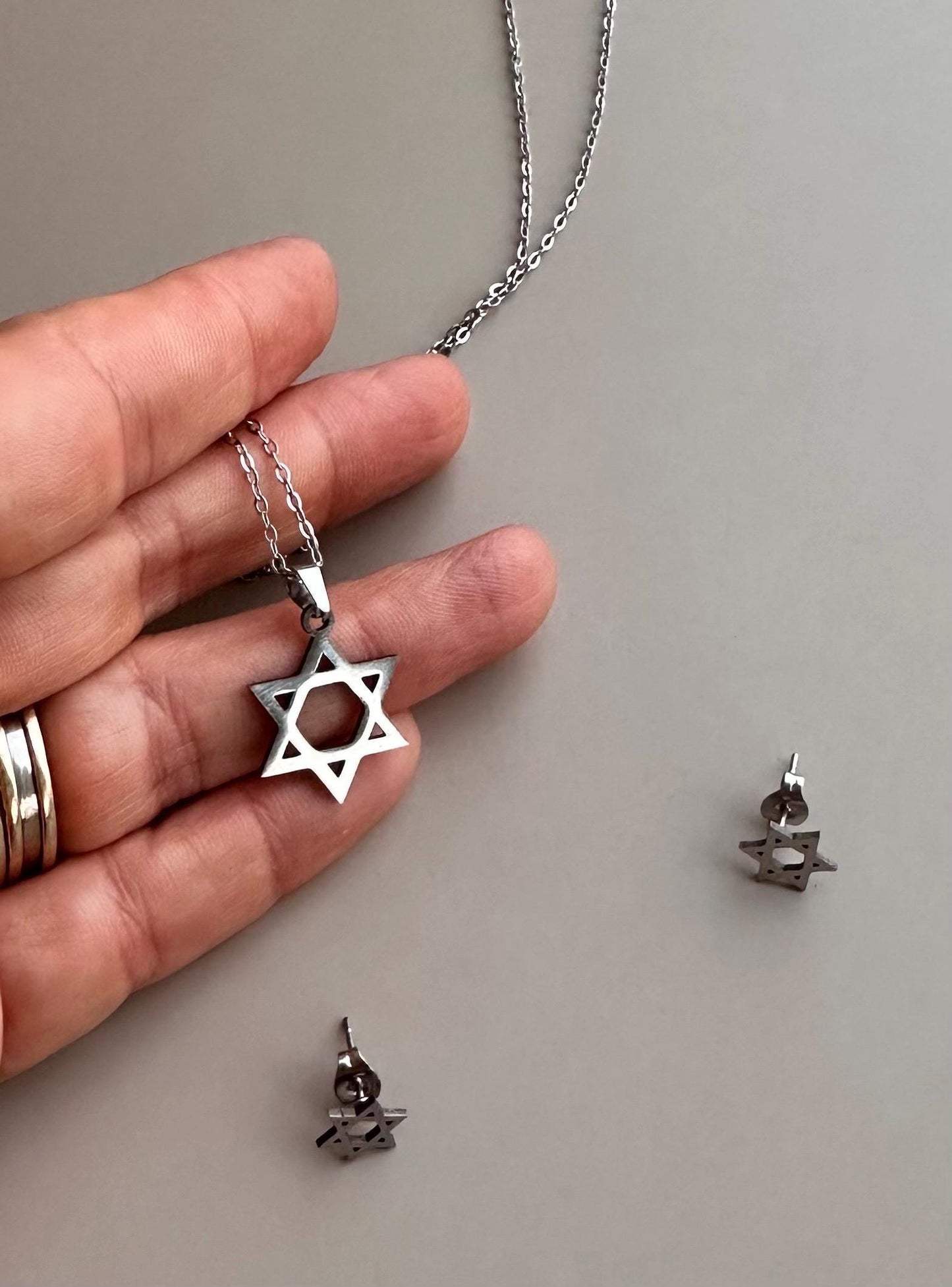 Star of David Set Star of David Pendant Star of David Earring Gift for Girlfriend Jewish Jewelry  Charm Religious Jewelry Star Necklace Gift