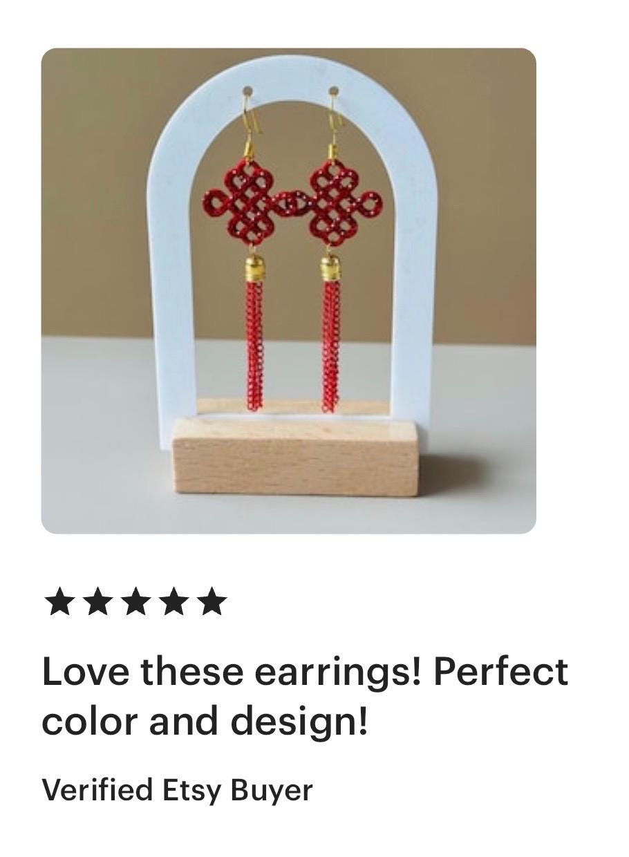 Chinese Earrings Red knot With Tassel