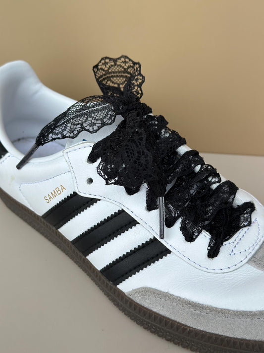 Lace Shoelaces Black Ballet Shoelaces With Large Bowknot Black Shoelaces for Sneakers Party Shoelaces Graduation Shoelaces Black Lace Bow