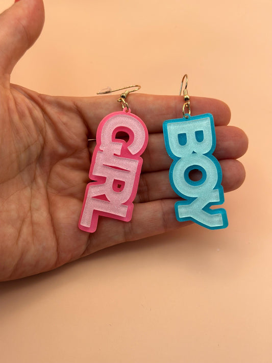 Gender Reveal Earrings It's a Boy Earrings It's a Girl Earrings Baby Shower for Pregnant Friend Mom to Be Gift Boy or Girl Party Baby Gender
