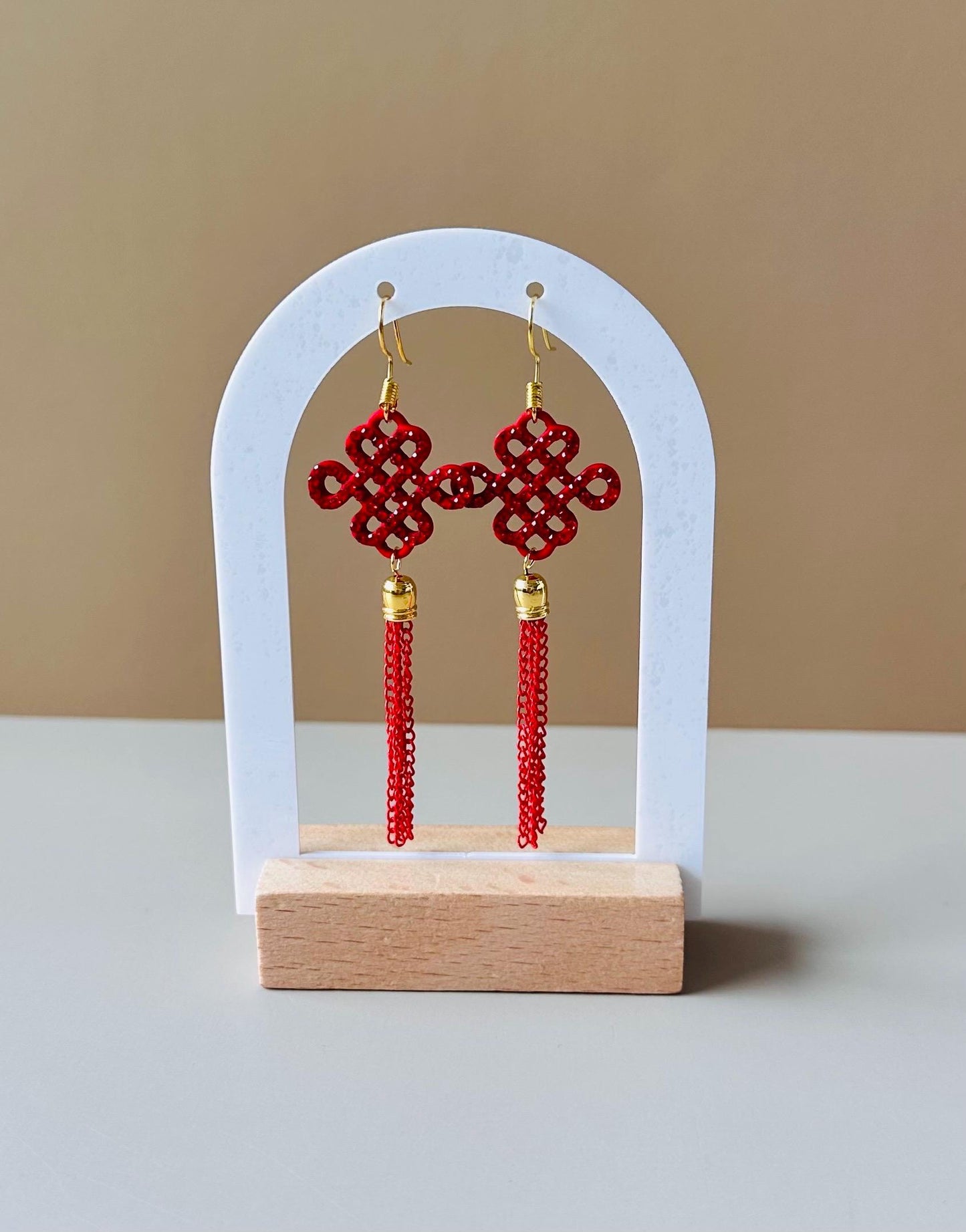Chinese Earrings Red knot With Tassel