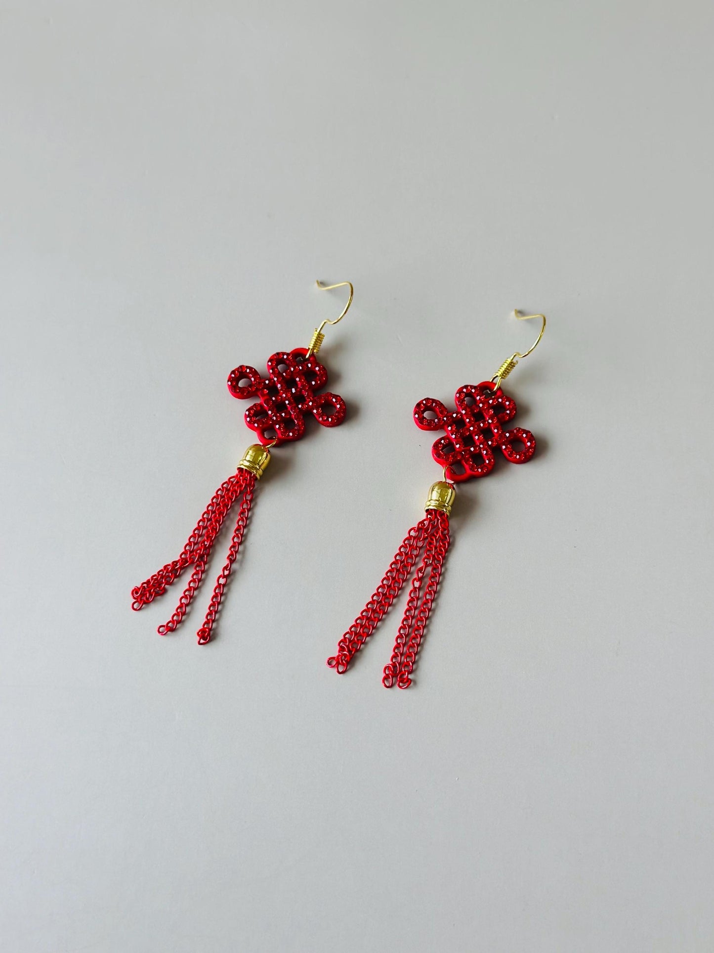 Chinese Earrings Red knot With Tassel