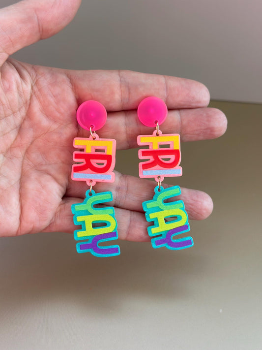 Friday Earrings Fri Yay Earrings Happy Friday Gift Fri-Yay Dangle Earrings for Teacher Friday Lover Friyay Jewelry for Teacher Earrings TGIF