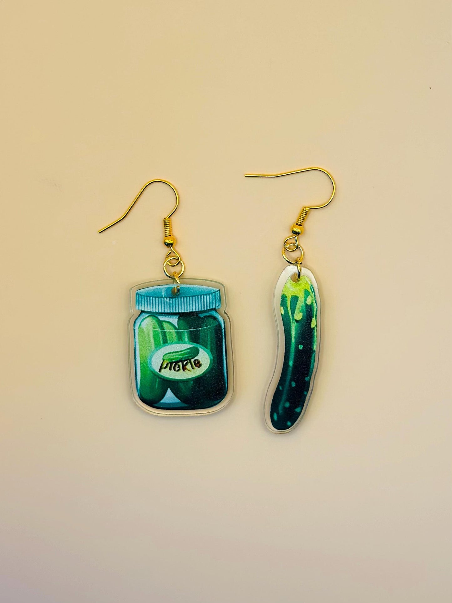 Pickles Earrings Pickle Cucumber Earrings Fun Earrings Novelty Earrings Crazy Earring Pickle Jar Weird Earring Pickles Gift for Pickle Lover