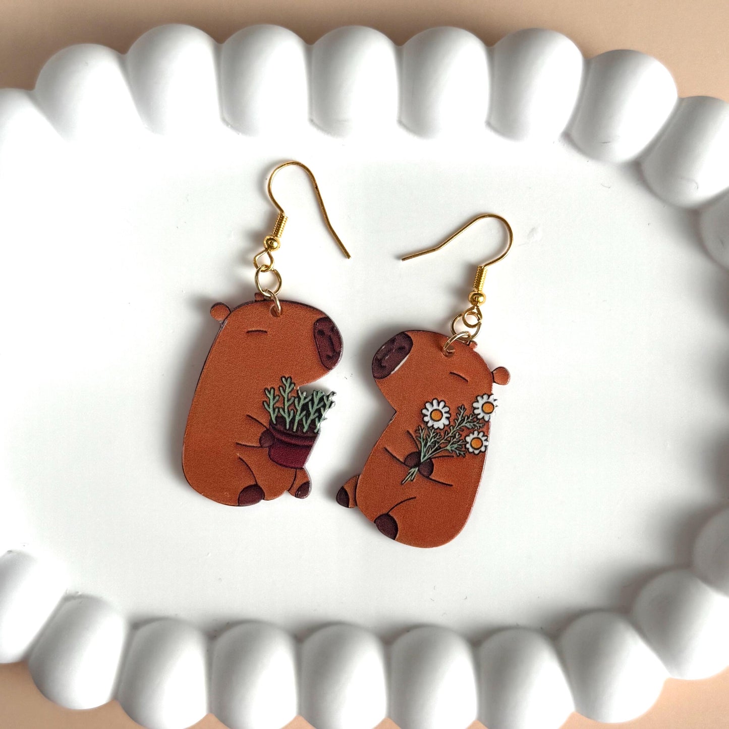 Capybara Earrings Fun Earrings Funny Office Earrings Fun Jewelry Capybara Lover Gift Novelty Earrings Cute Capybara Jewelry Crazy Earrings
