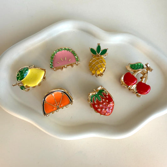 Fruits Hair Clips Fruity Gift Fruit Headwear Lemon Theme Gift Strawberry Lovers Lime Lovers Pineapple Hair Clip Watermelon Hair Clip Gold