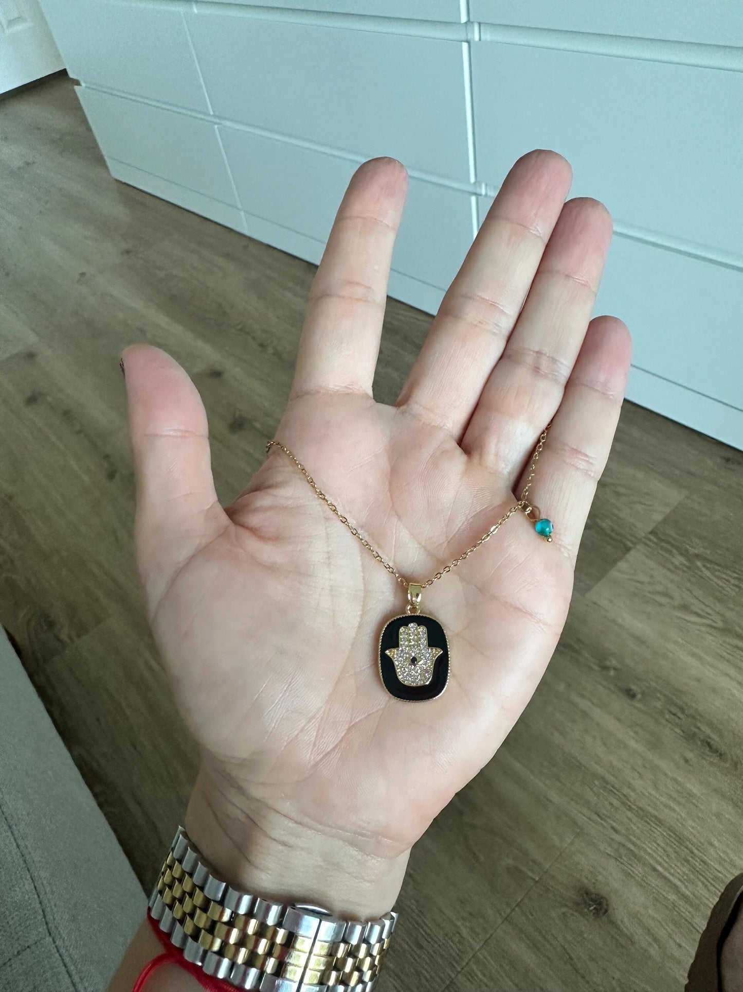 Hamsa Pendant Necklace Valentines Day Gift for Girlfriend Hamsa Jewish Necklace Hebrew Israel Necklace Jewish Jewelry Bat Mitzvah Gift