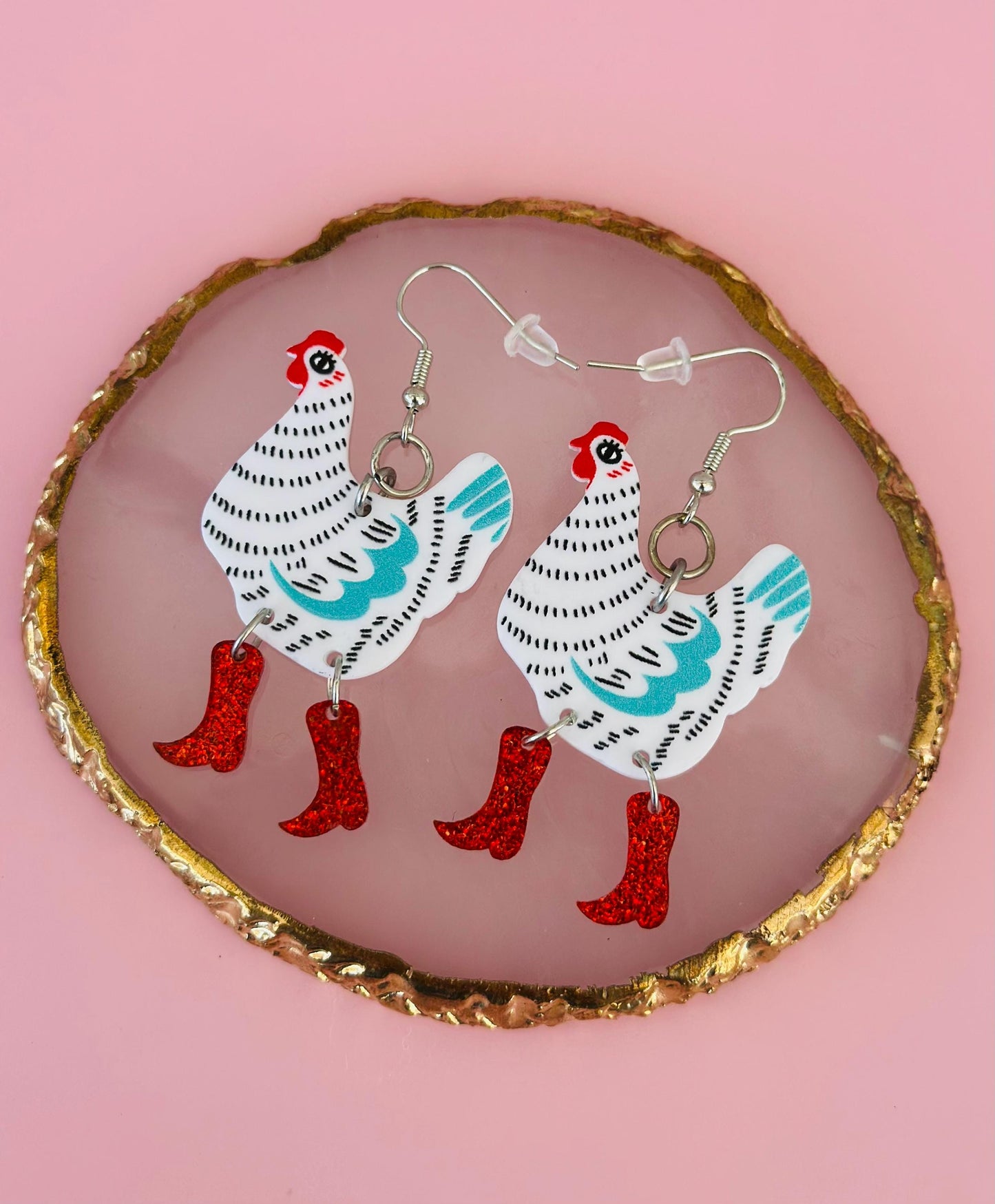 Chicken Cowgirl Earrings