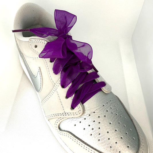 Chiffon Shoelaces Purple Transparent Chiffon Shoelaces With Large Bowknot Purple Shoelaces Sneakers Sweet 16 Purple Tennis Laces Quincenera