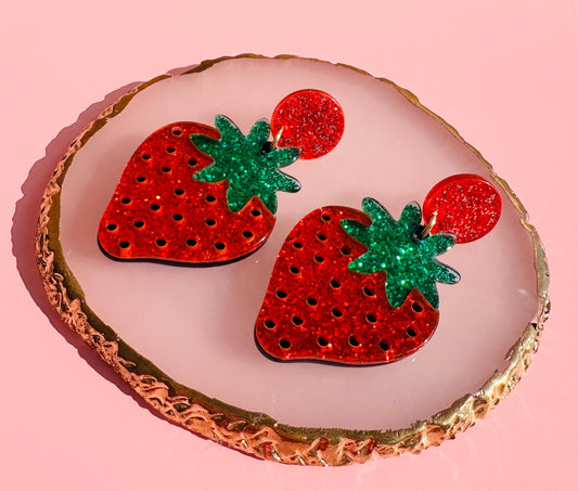 Strawberry Earrings Strawberry Jewelry Strawberry Gift Strawberry Lover Strawberry Dangle Earrings for Teacher Strawberry Earring for Friend