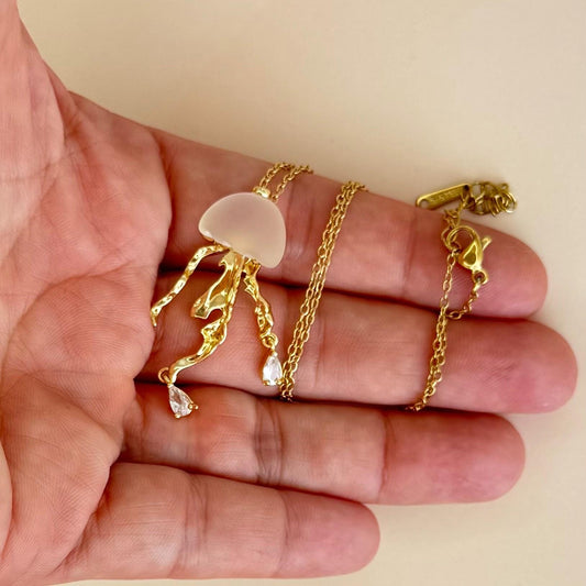 Jellyfish Necklace Jellyfish Pendant Jellyfish Charm Jellyfish Jewelry Gift for Jellyfish Lover Seaside Necklace Ocean Theme Cute Jewelry