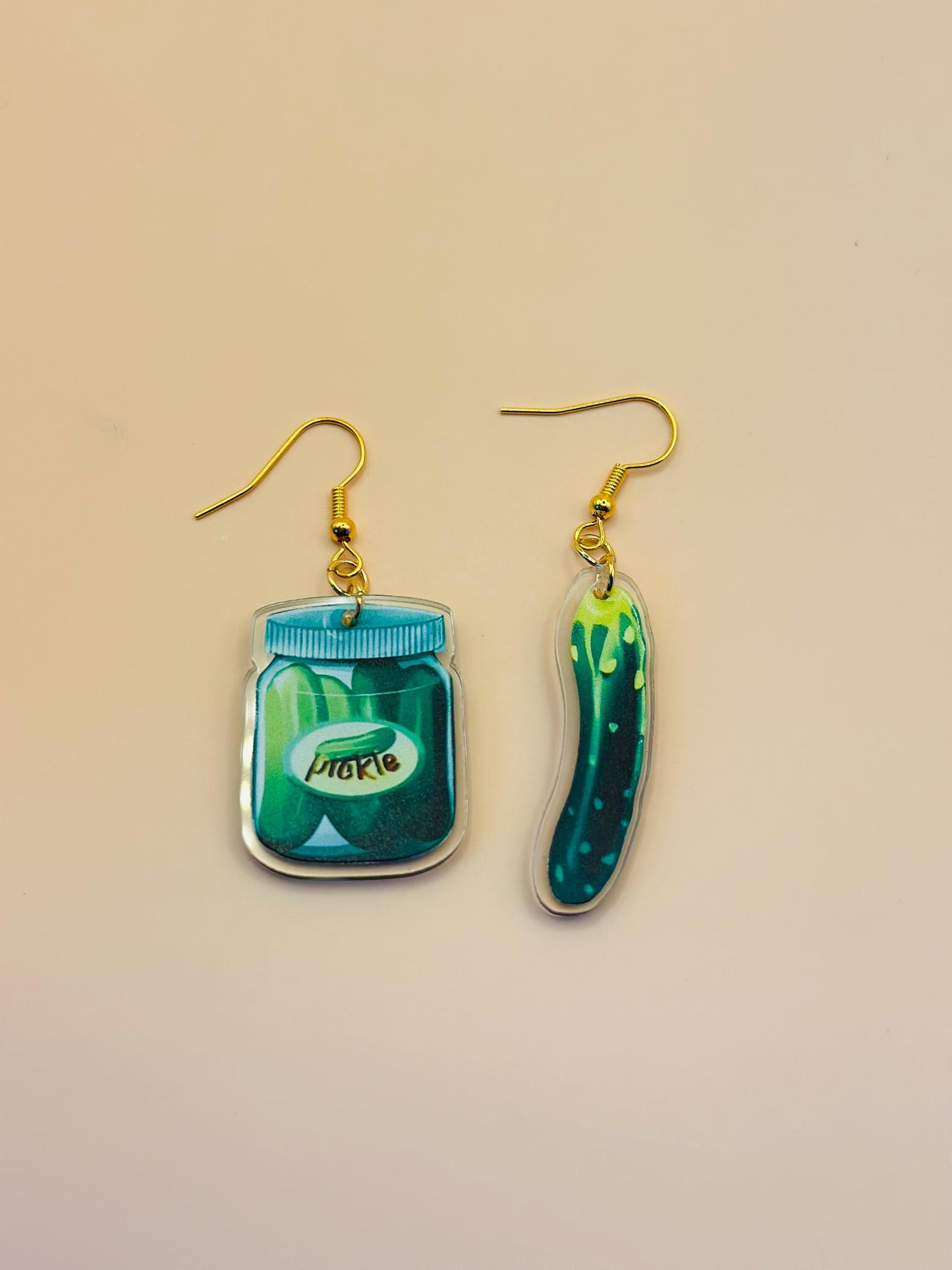 Pickles Earrings Pickle Cucumber Earrings Fun Earrings Novelty Earrings Crazy Earring Pickle Jar Weird Earring Pickles Gift for Pickle Lover