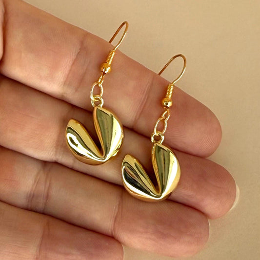Fortune Cookie Earrings Lucky Earrings Lucky Jewelry Lucky Cookie Earrings Chinese Jewelry for Her Chinese Gift Chinese Cookie Lover Fortune